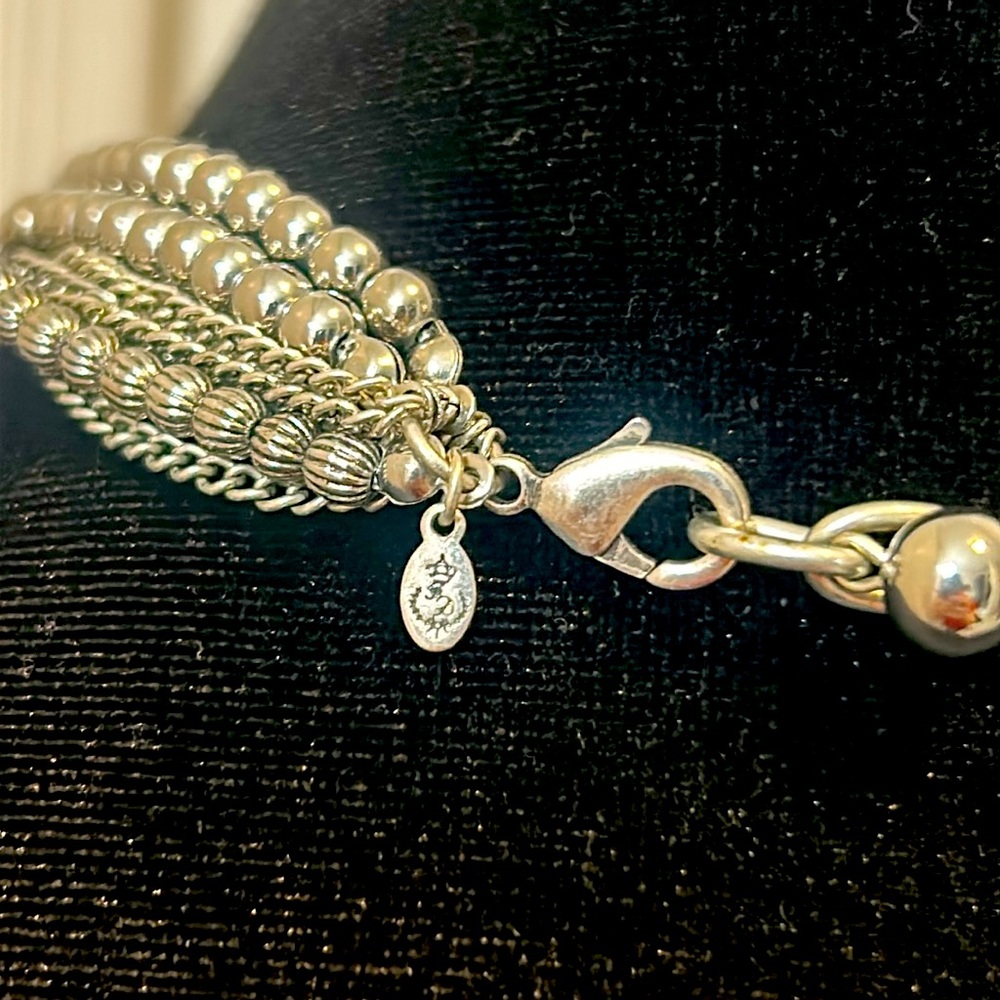 Multi-Layer Silver Bead Necklace - image 4